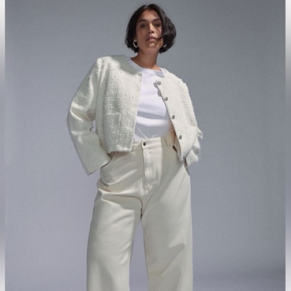NWT H&M White Collarless Jacket - Picture 2 of 7